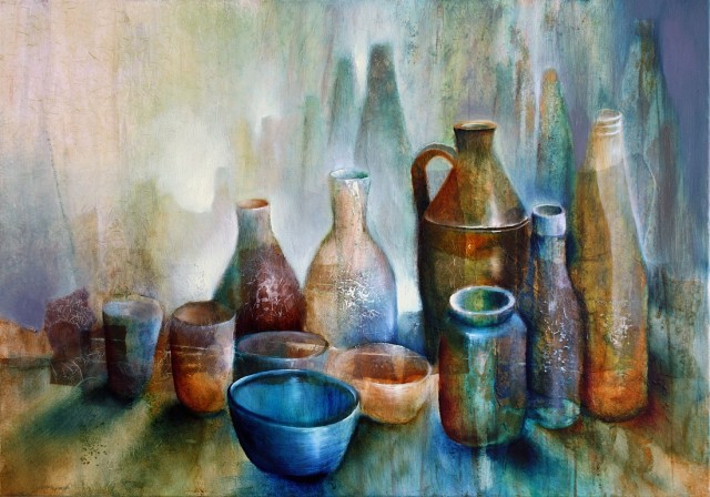 Stillleben mit blauer Schale, Annette Schmucker Atelier und Galerie