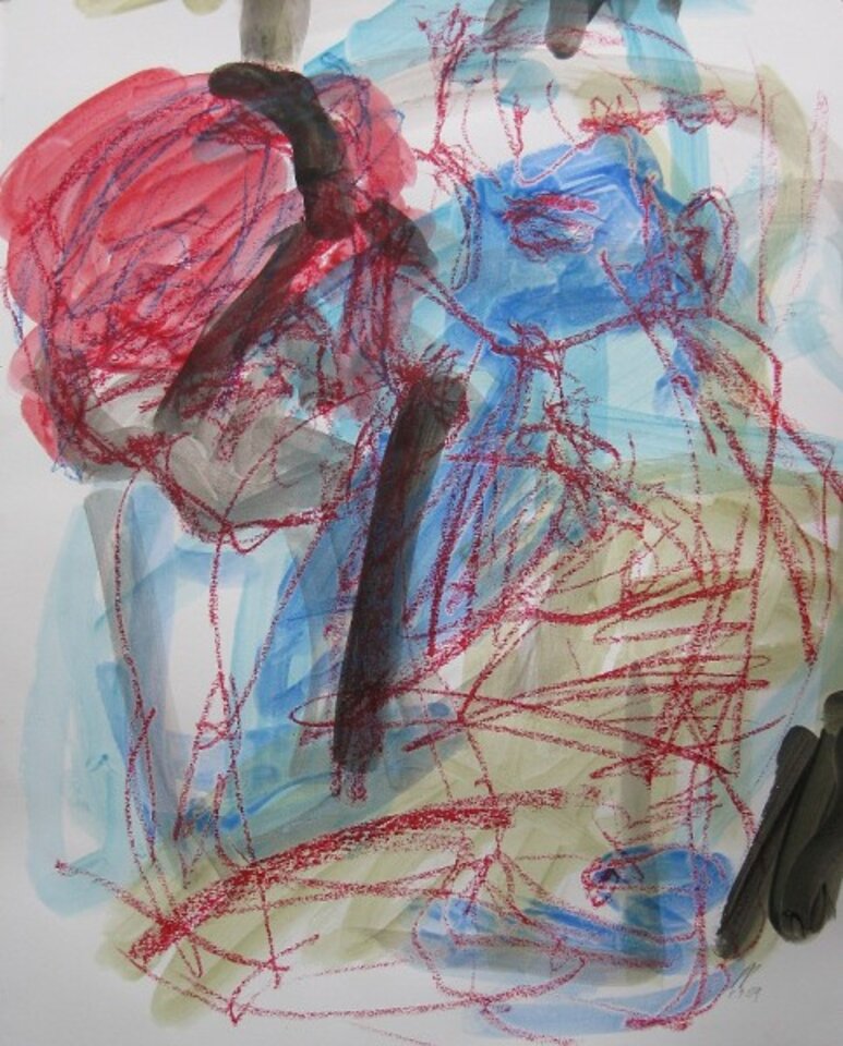 Les amoureux, Mischtechnik auf Karton, Peter Rademacher