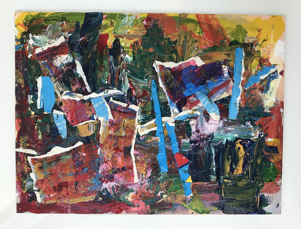 "mint", Mischtechnik und Collage Baumwolle auf Malkarton, Peter Rademacher