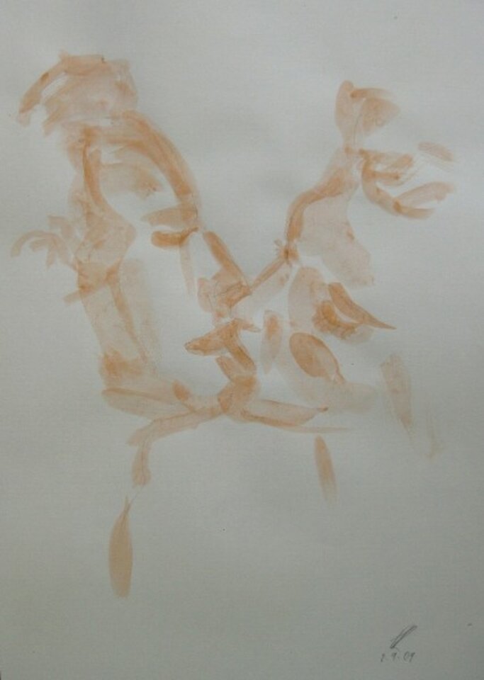 Annäherung, Gouache auf Papier, Peter Rademacher