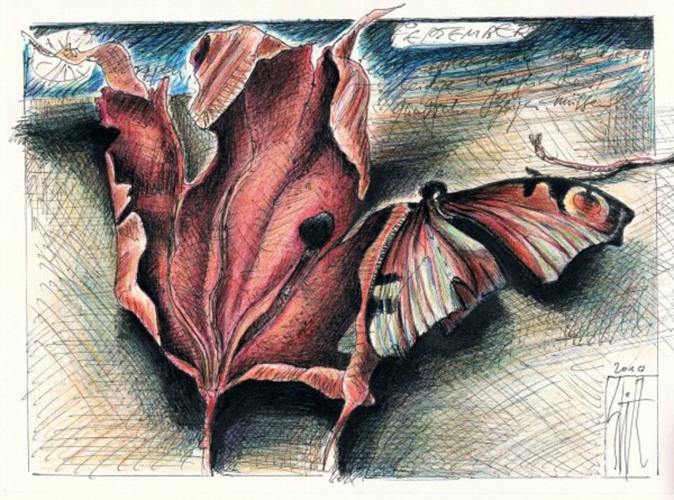 September-Duett, Tusche auf Papier, Sven Wangemann