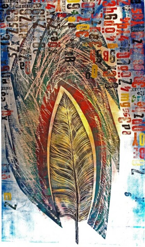 Aujourdhui une plume, Druck auf Papier, Sven Wangemann