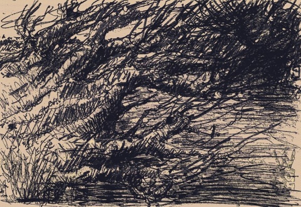 Am Wasser, Tusche auf Papier, Sven Wangemann