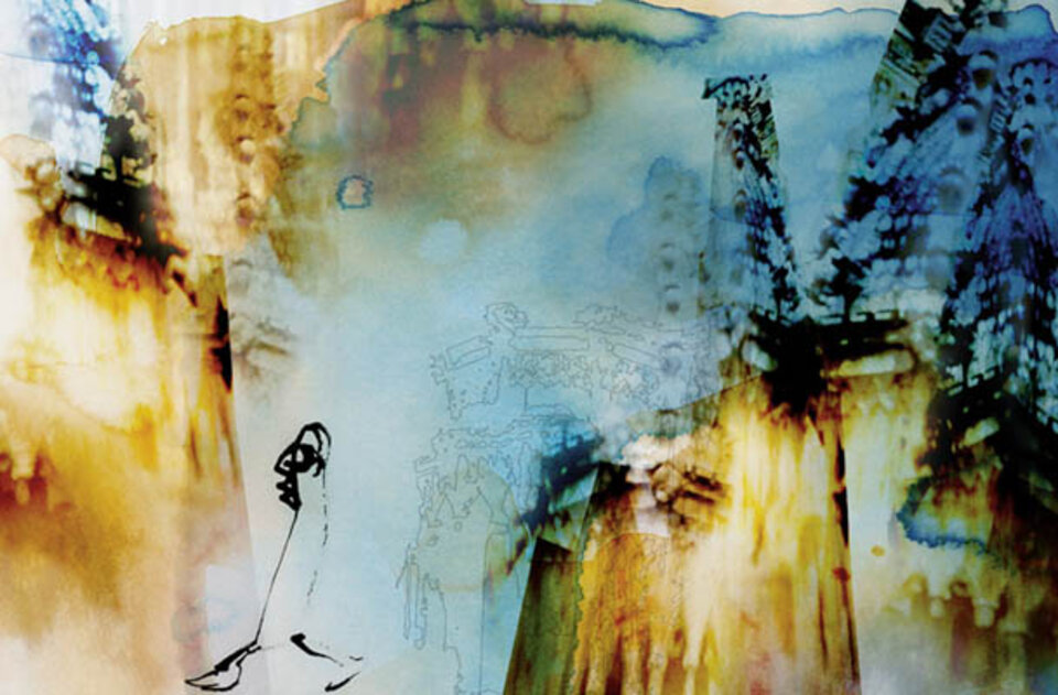Nighttime Walk, Digitalkunst auf Aluminium, Kadie  Schmidt-Hackenberg