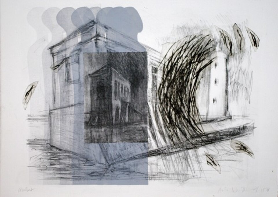 Sturm , Litho, Kaltnadel, Linoldruck , Anita Voigt