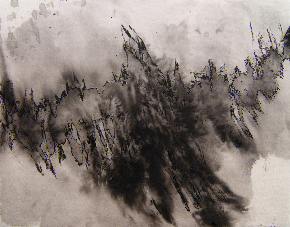 Gebet für einen Phönix, Tusche Japanpapier, Anita Voigt