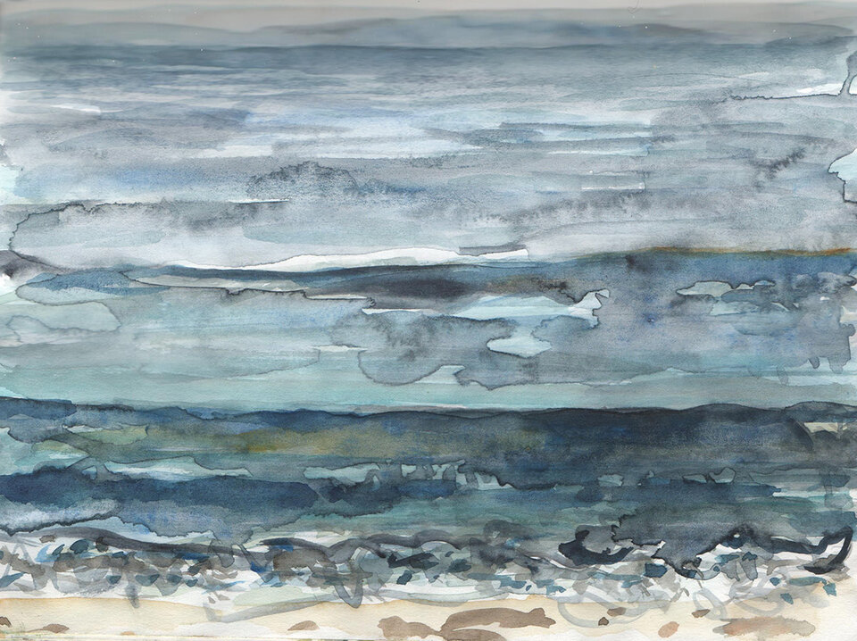 Welle 1, Aquarellskizze Skizzenbuch, Anita Voigt