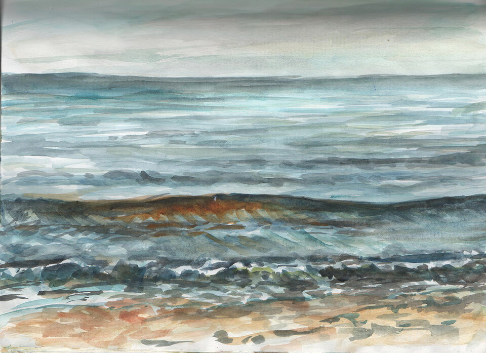 Welle 2, Aquarellskizze Skizzenbuch, Anita Voigt