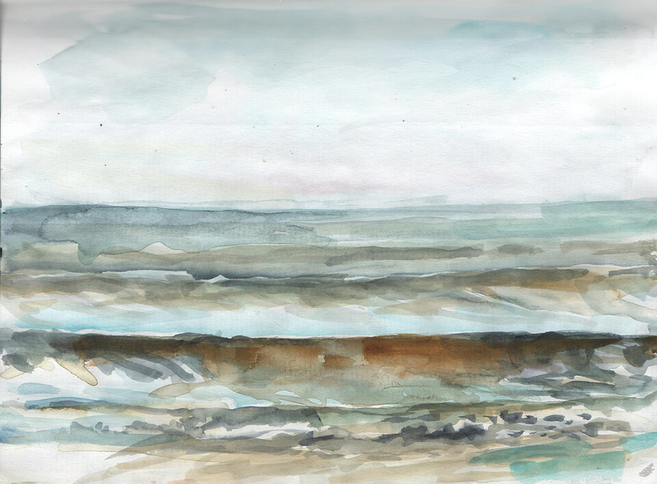 Welle 3, Aquarellskizze Skizzenbuch, Anita Voigt