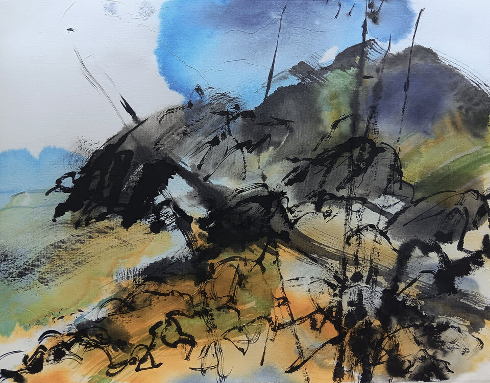 Klippen X, Tusche Japanpapier, Anita Voigt