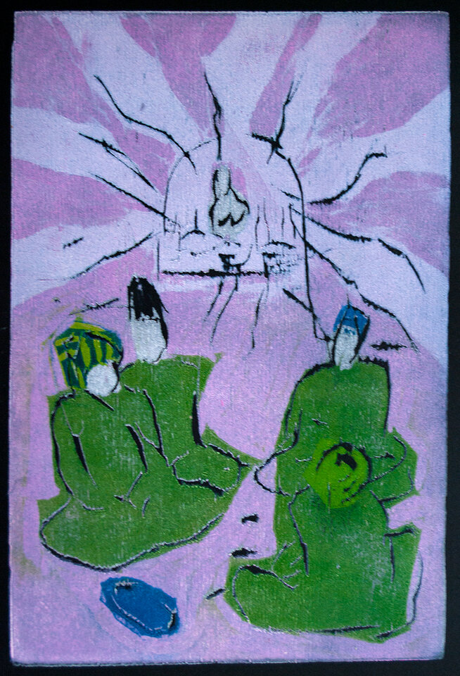 Das feuer auf dem Berggipfel / Illustration 7 zum nacherzählten äthiopischen Märchen., Anita Voigt