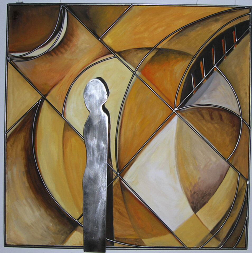 Klang der Stille, Stahl und Acryl auf Malpappe , Anita Voigt