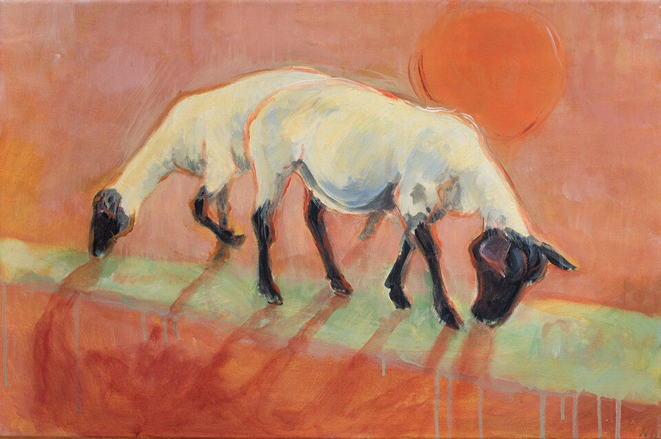 Schafe I, Acryl auf Leinwand, Anita Voigt