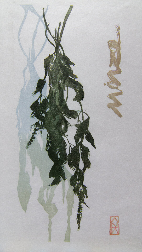 Minze, Linoldruck Tosa Shi Awagami, Anita Voigt