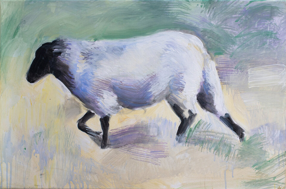 Schafe II, Acryl auf Leinwand, Anita Voigt