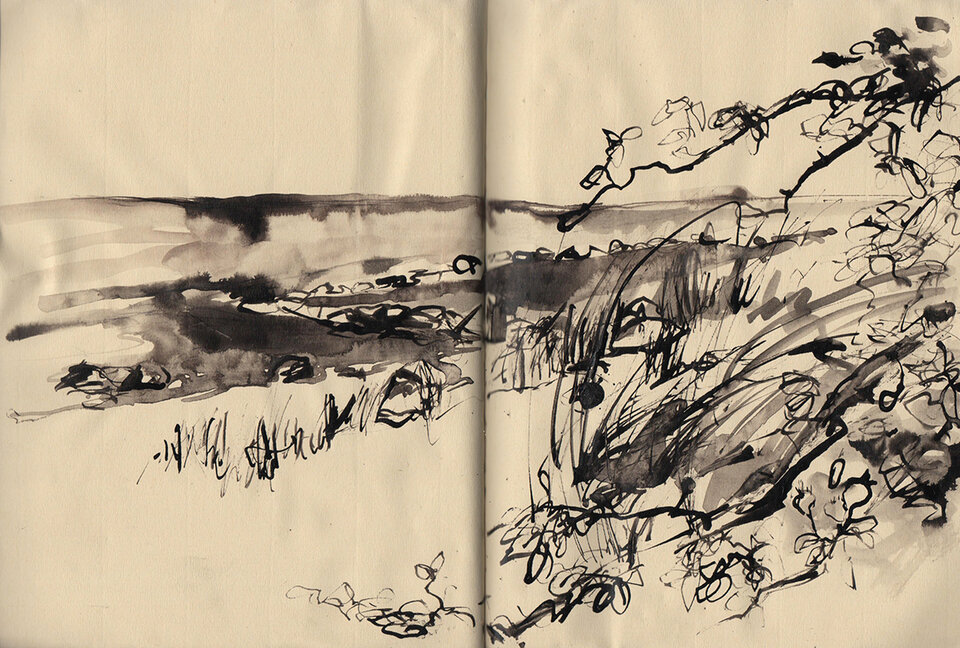 Am Strand, Tusche Senellier Fabriano, Anita Voigt