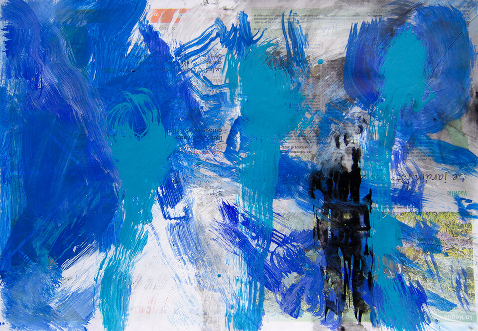 Die Gärten am Meer, Tusche / Tempera Zeitung / Japanpapier, Anita Voigt