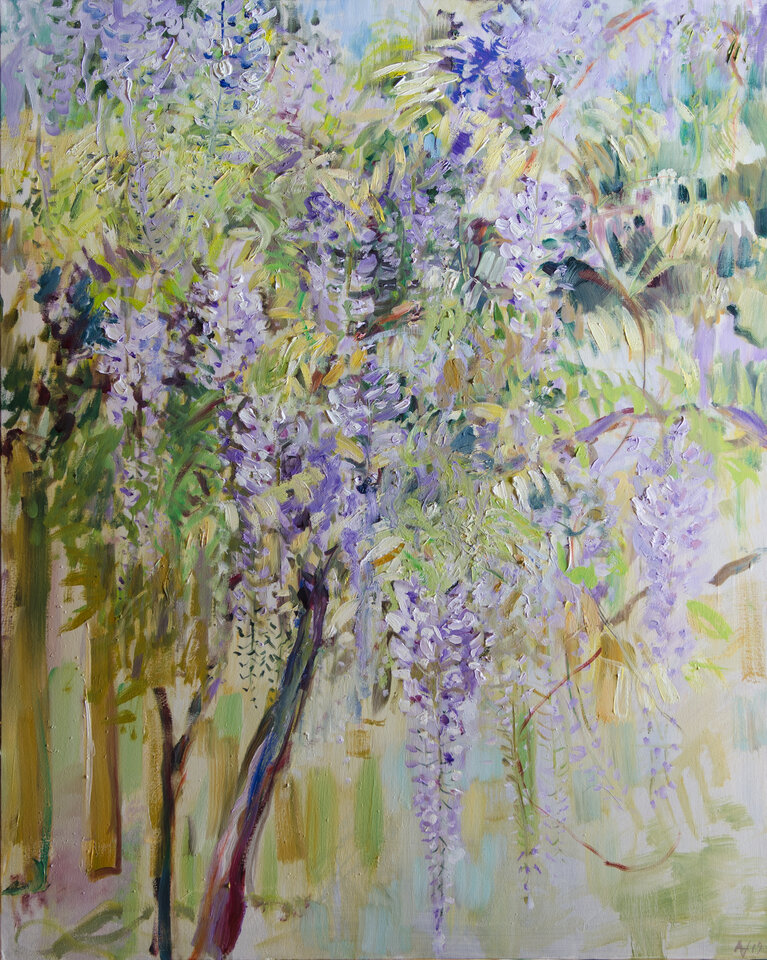 Blauregen I, Öl auf Leinwand, Anita Voigt