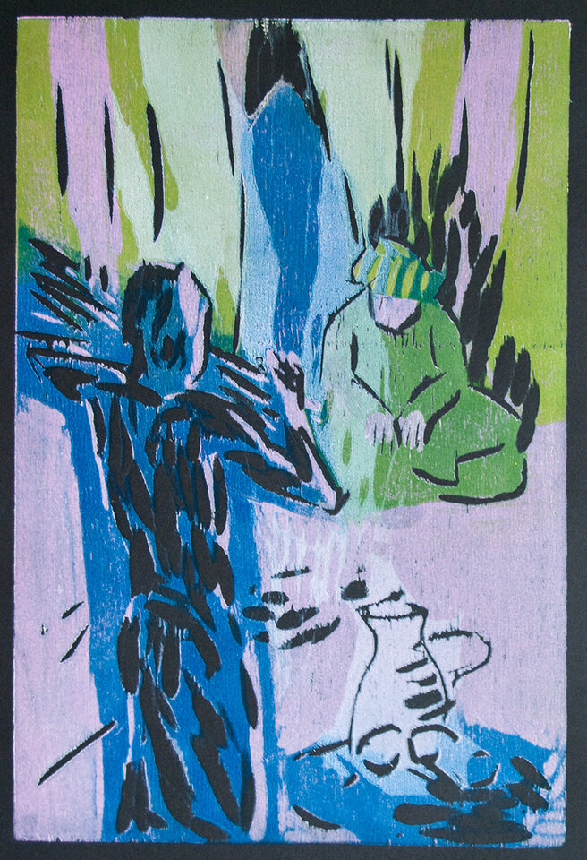 Das Feuer auf dem Berggipfel / Illustration 1 zum äthiopischen Märchen, Anita Voigt