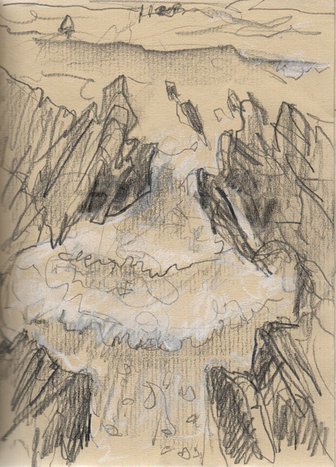 Irland 24 22, Graphit, Kreide Fabriano Papier, Anita Voigt