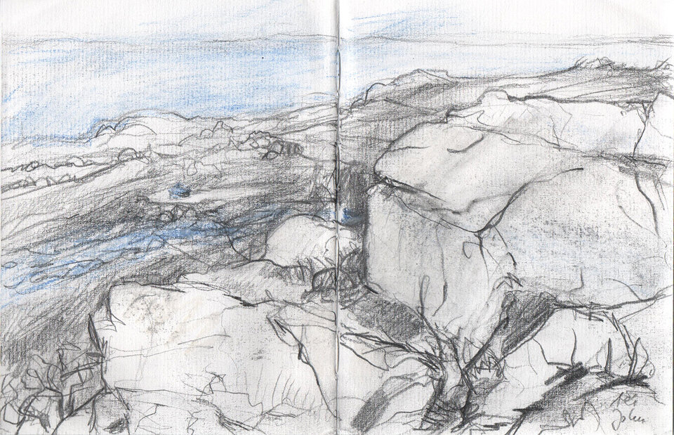 Wales, Johns Jurte, Graphit, Kreide Papier, Anita Voigt