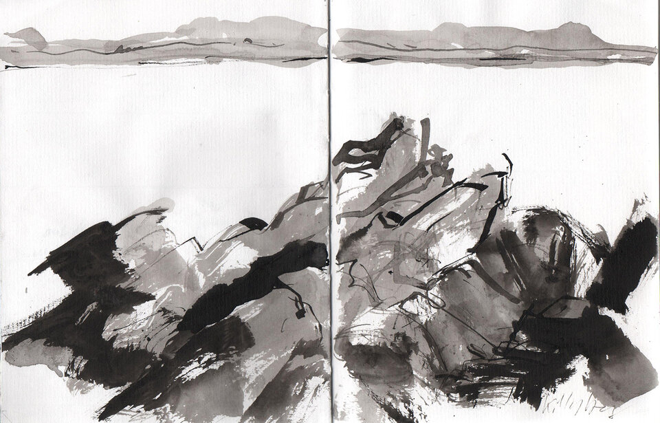 irische Küste , Tusche Fabriano, Anita Voigt