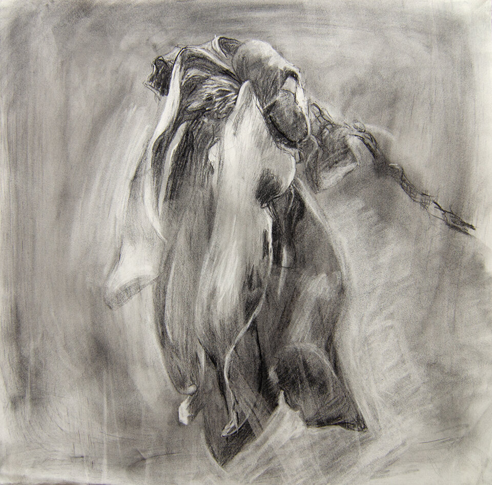 Magnolia 14, Kohle auf Papier, Anita Voigt