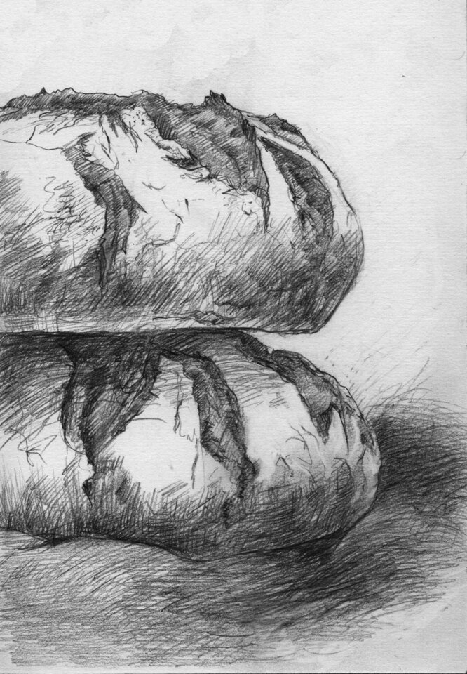 Beispiel Illustration Lutz Geißler/Brotbackbuch, Zeichnung , Anita Voigt