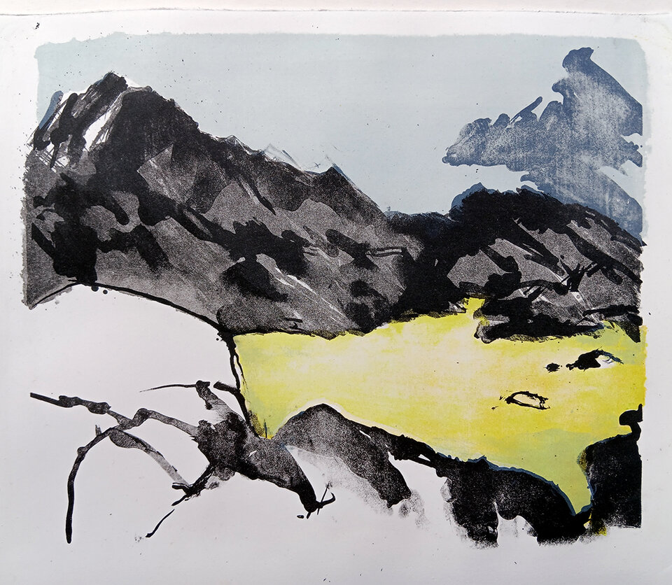 Goury, der Schmerz der Landschaft, Lithografie Rives Bütten, Anita Voigt