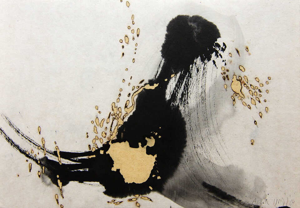 Die Dynamik des Feuers II, Tusche / Brand Japanpapier und Reispapier, Anita Voigt