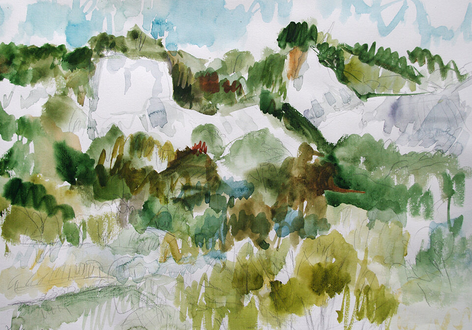 Kreidefelsen bei Gummanz / Rügen, Aquarell , Anita Voigt