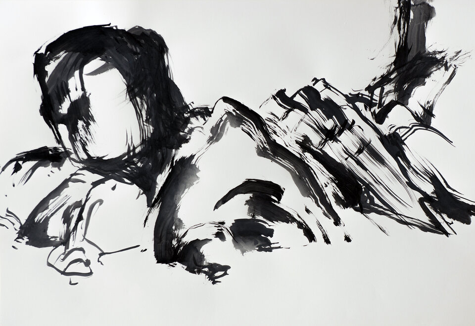 Gezeiten / Klippen I, Tusche Papier, Anita Voigt