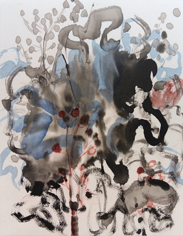 Die Gärten IV, Tusche Japanpapier, Anita Voigt