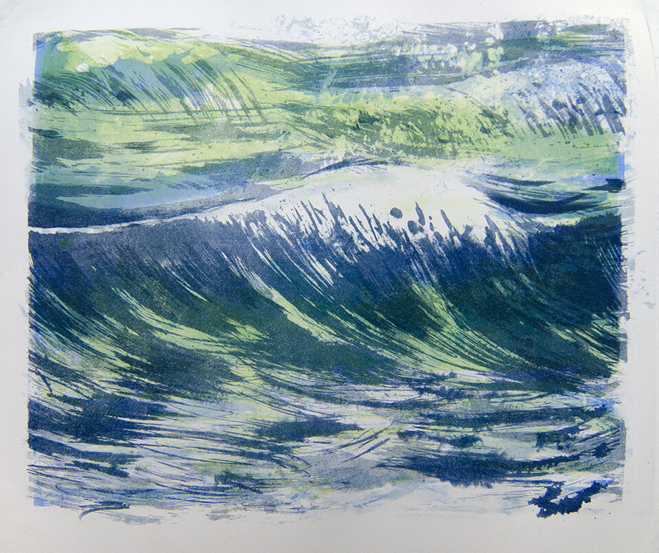 Welle I, 6.Zustand, Lithographie, Steindruck Rives Bütten, Anita Voigt