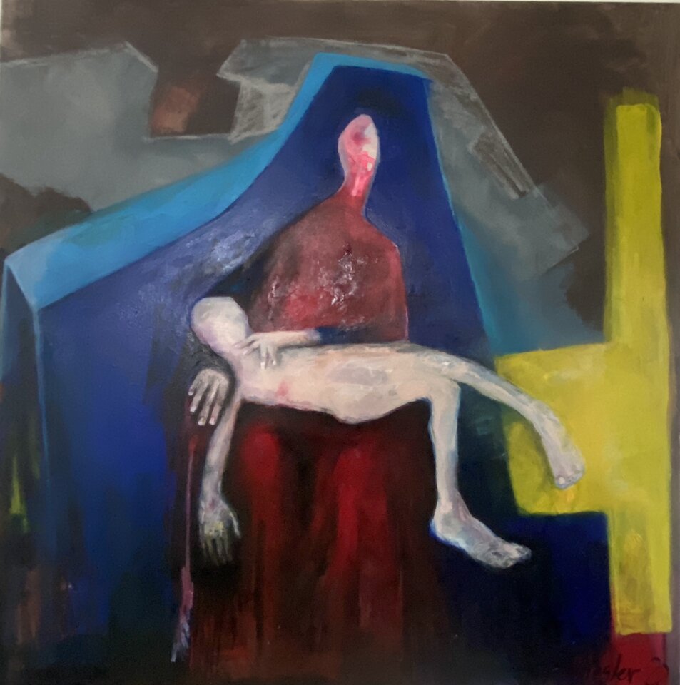 Pietà I, Mischtechnik auf Leinwand, Susanne Ziegler