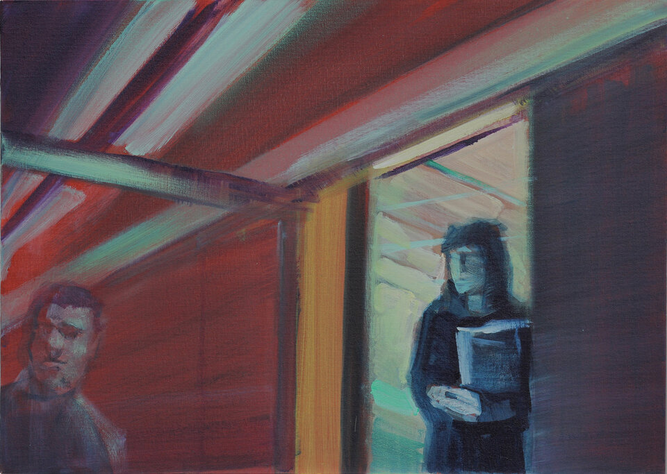 Passanten, Acryl auf Karton, Dieter Hess