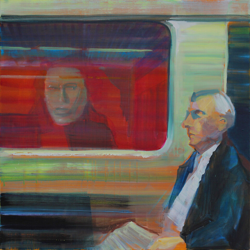 S-Bahn Fenster, Acryl auf Leinwand, Dieter Hess
