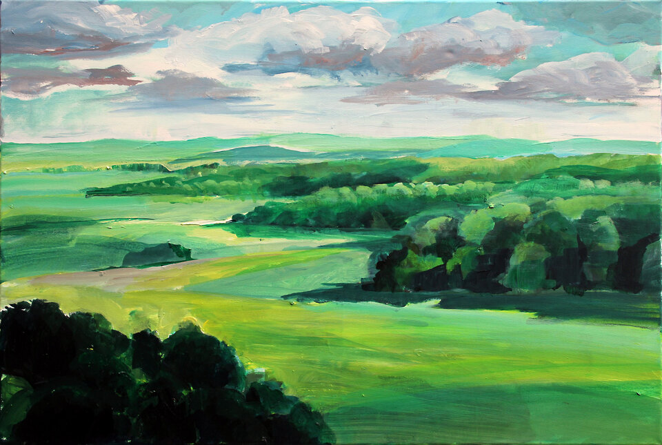 Landschaft Burg Wahrberg II, Acryl auf Leinwand, Dieter Hess