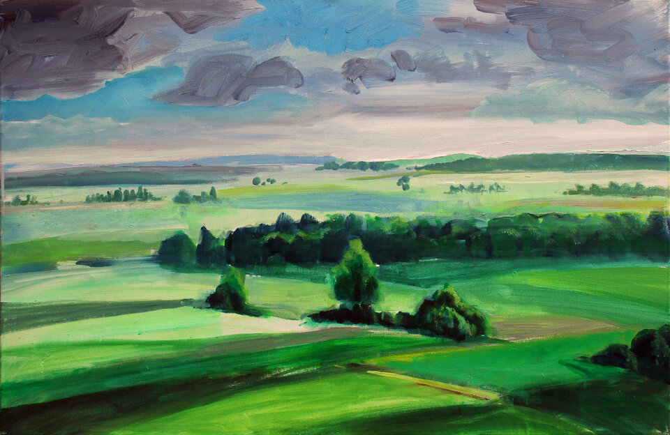 Landschaft Burg Wahrberg I, Acryl auf Leinwand, Dieter Hess