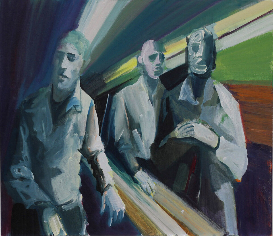 Rolltreppe, Acryl auf Karton, Dieter Hess