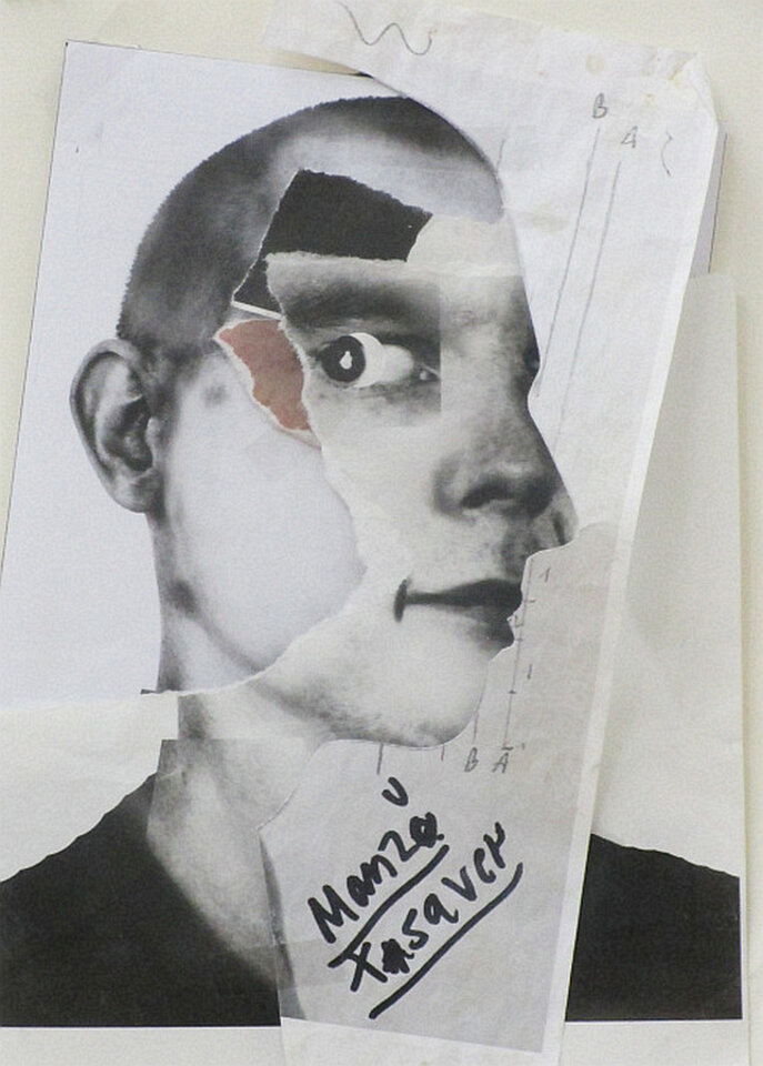 Selbstbildnis, Collage auf Papier, Friedrich Fröhlich