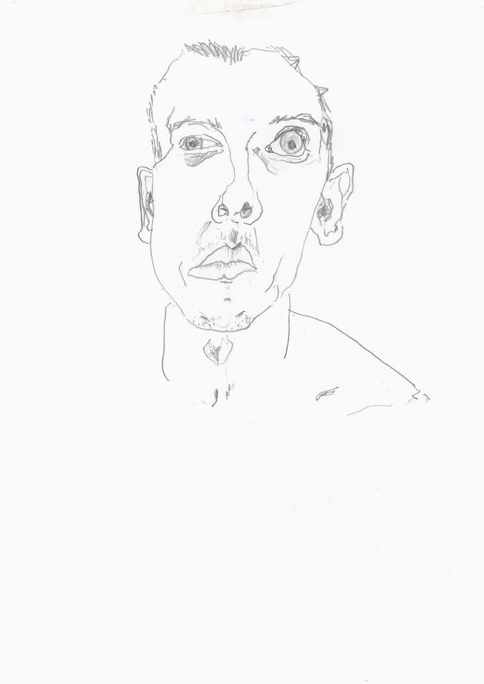 Spiegelzeichnung, Zeichnung auf Papier, Friedrich Fröhlich