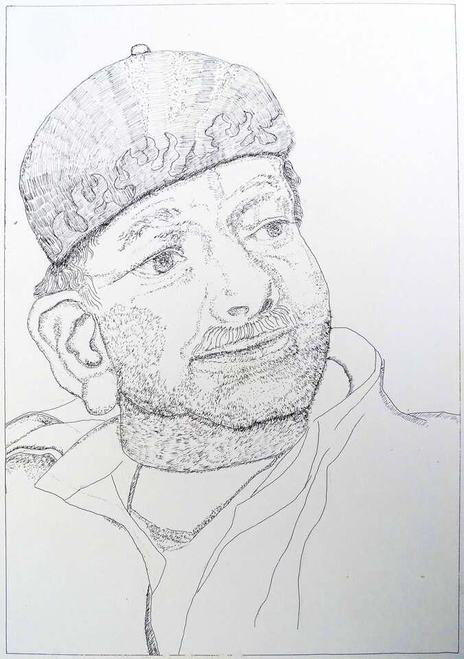 Mein Freund Karlheinz, Tusche, 31 x 46 cm auf Papier, Wolfgang Bittkau