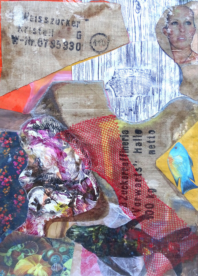 over street , Collage, Acryl, 70 x 100 cm , Wolfgang Bittkau
