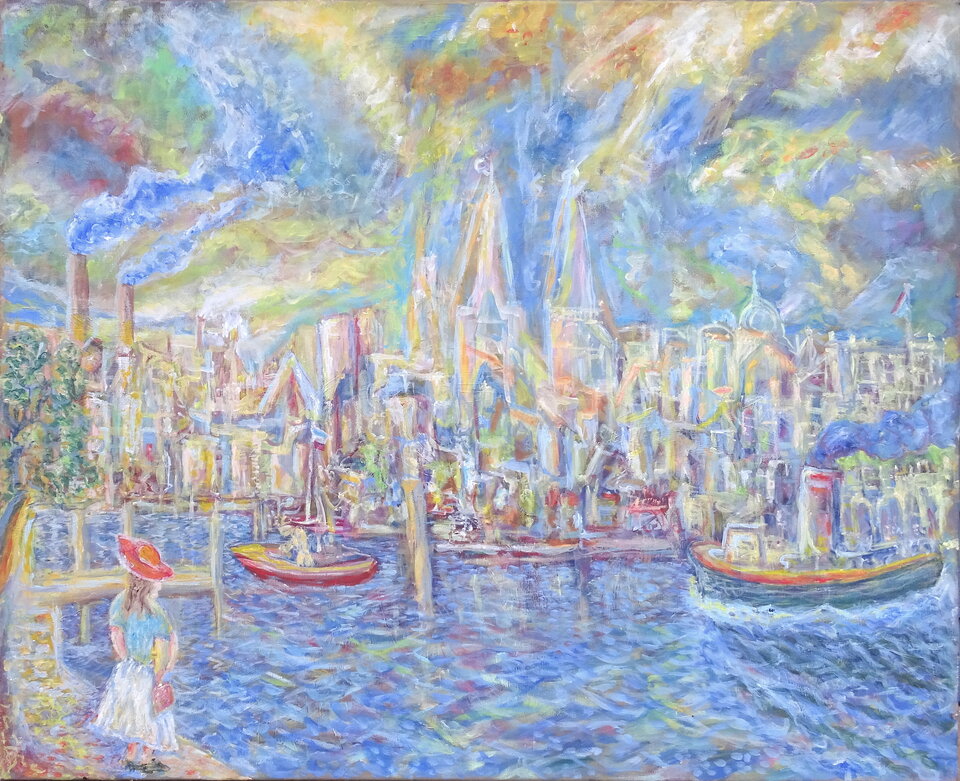 Seine-Ufer, Acryl, 99 x 80 cm auf Leinwand, Wolfgang Bittkau