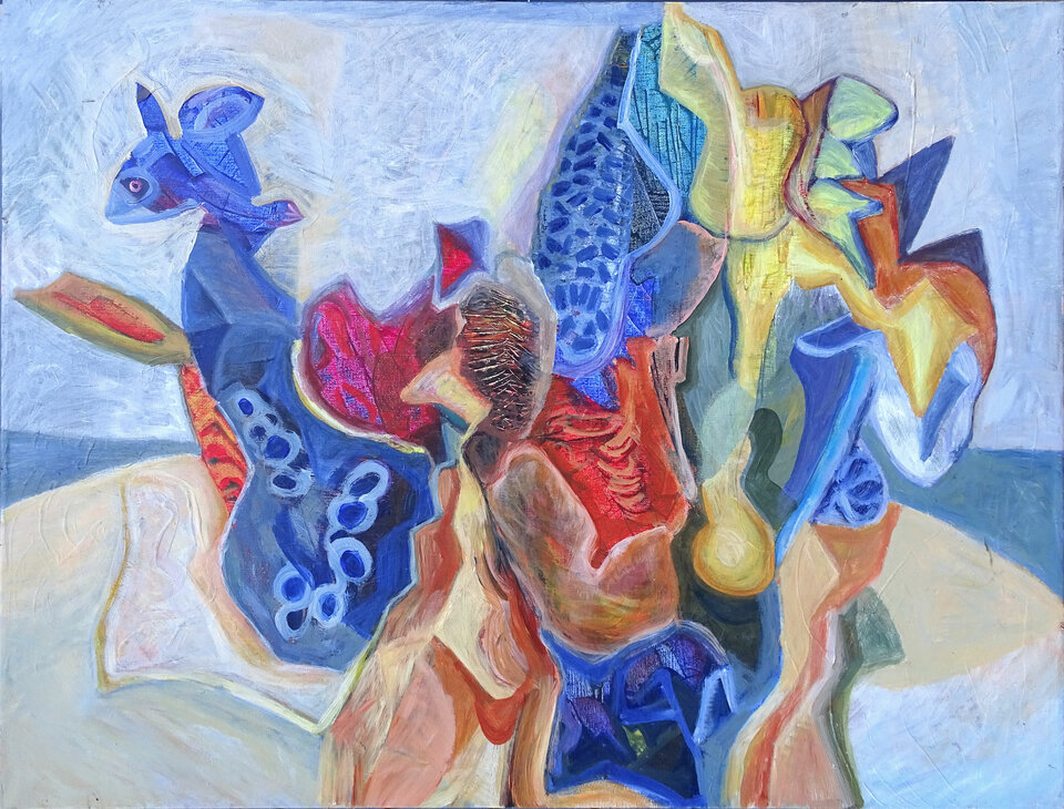 Stilleben am Strand, Acryl, 120 x 90 cm auf Leinwand, Wolfgang Bittkau