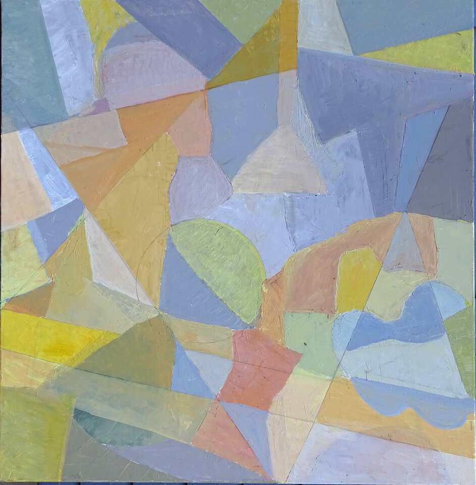 Interieur 3, Öl mit Sand u. Holzspänen, 1x1 m auf Leinwand, Wolfgang Bittkau