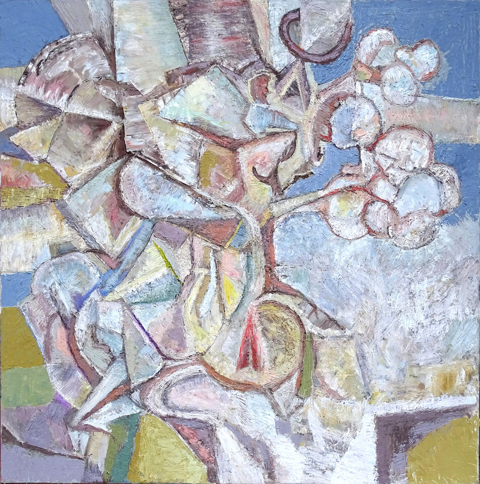 Stilleben, Öl, 100 x 100 cm auf Leinwand, Wolfgang Bittkau