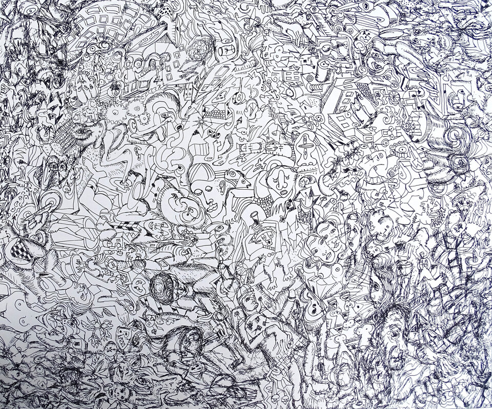 Au Debut 3, Tusche, 68,2 x 56,6 cm auf Papier, Wolfgang Bittkau
