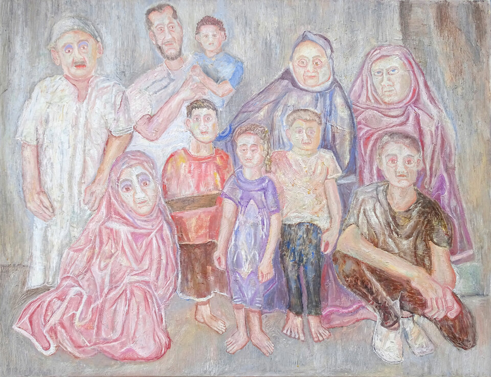 Meine palästinensische Familie, Öl, 100 x 80 cm auf Leinwand, Wolfgang Bittkau